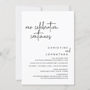 Our Celebration Continues, Wedding Elopement Party Invitation