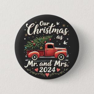 Our Christmas as Mr and Mrs 2024 Matching Couples 6 Cm Round Badge