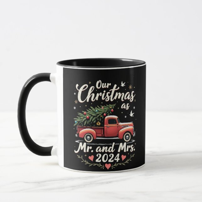 Our Christmas as Mr and Mrs 2024 Matching Couples Mug (Left)