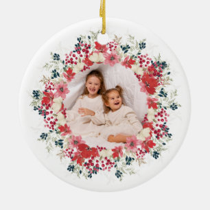 our christmas this year botanical photo ceramic ornament