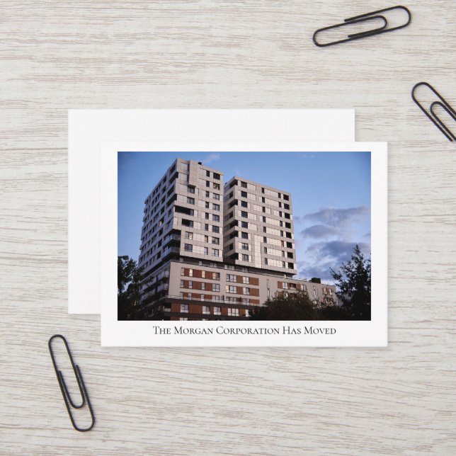 Our Company Has Moved Custom Building Photo Moving Business Card (Front/Back In Situ)