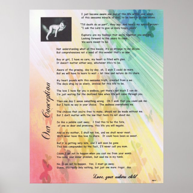 Our Conception Pro life poem Poster (Front)