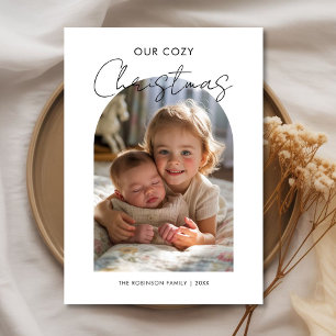 Our Cozy Christmas Flat Card with Family Photo
