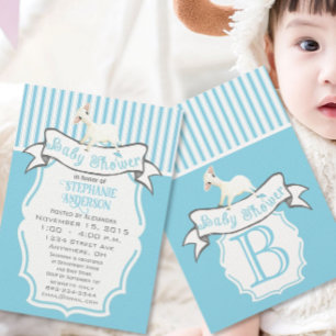 Our Cute Lil Lamb Baby Boy Shower Invitation