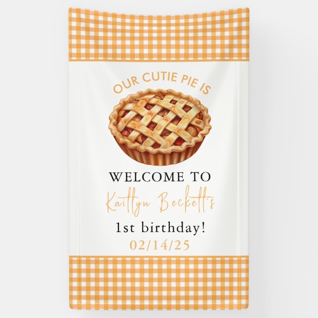 Our Cutie Pie 1st Birthday Party Banner (Vertical)