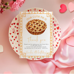 Our Cutie Pie 1st Birthday Party  Thank You Card