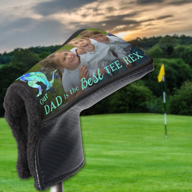 Our Dad is The Best Tee Rex Personalised Photo Golf Head Cover (Our dad is the best tee Rex personalized kids photo funny dinosaur golfing joke golf head cover Gift)