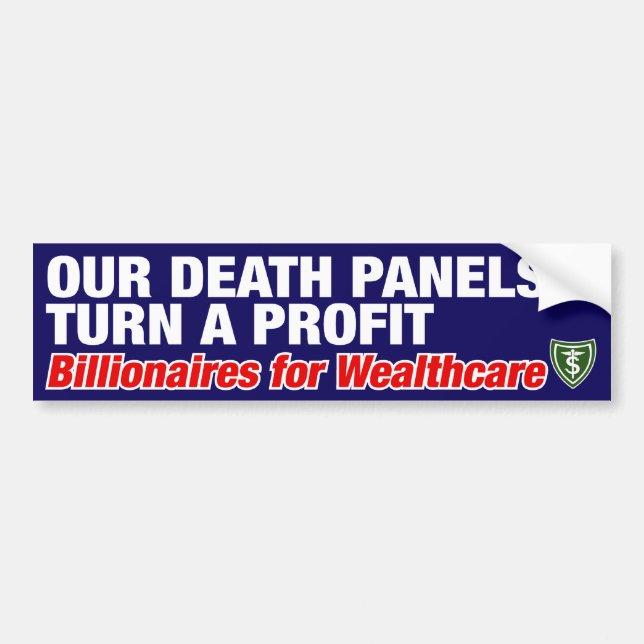 OUR DEATH PANELS TURN A PROFIT BUMPER STICKER (Front)