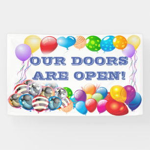 Our doors are open Vinyl Banner 3' x 5' Banner