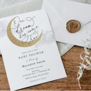 Our Dream Has Come True Moon and Stars Baby  Invitation