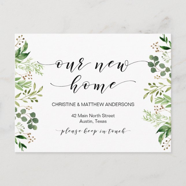 Our dream home, Greenery, Moving Announcement Postcard (Front)