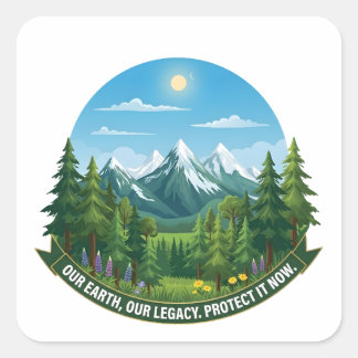 Our Earth & Legacy Nature Landscape Eco Awareness Square Sticker