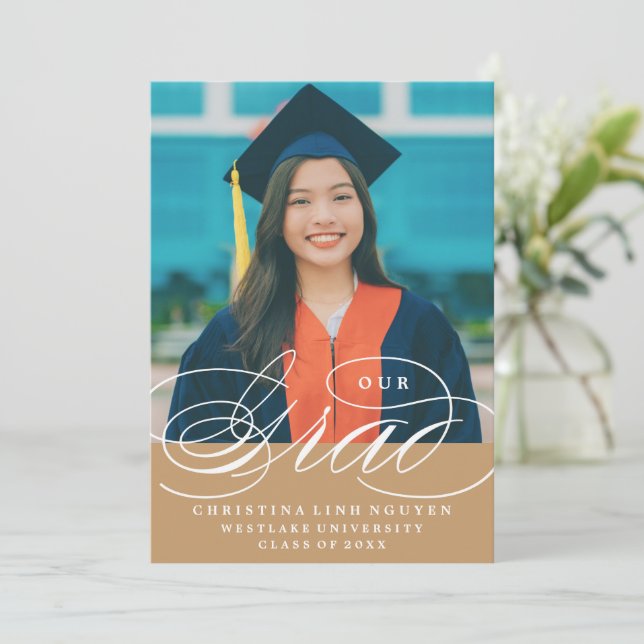 OUR ELEGANT SCRIPT GRAD | GRADUATION INVITATION (Standing Front)