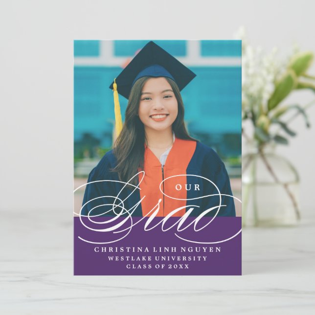 OUR ELEGANT SCRIPT GRAD | GRADUATION INVITATION (Standing Front)