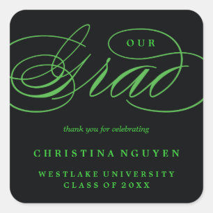 OUR ELEGANT SCRIPT GRAD   THANK YOU STICKER