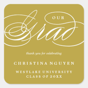 OUR ELEGANT SCRIPT GRAD   THANK YOU STICKER