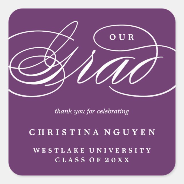 OUR ELEGANT SCRIPT GRAD | THANK YOU STICKER (Front)