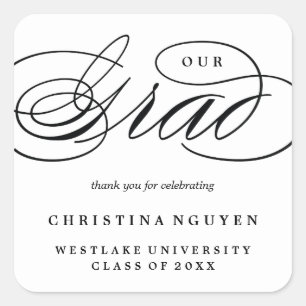 OUR ELEGANT SCRIPT GRAD   THANK YOU STICKER