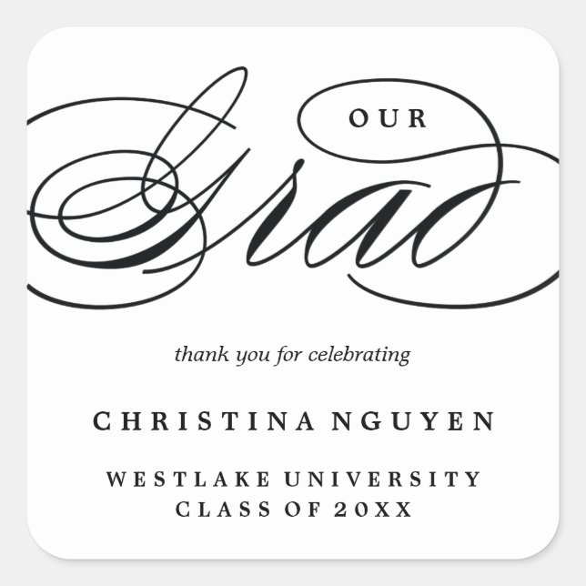 OUR ELEGANT SCRIPT GRAD | THANK YOU STICKER (Front)