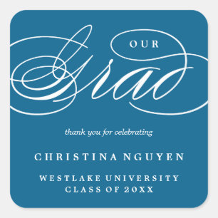 OUR ELEGANT SCRIPT GRAD   THANK YOU STICKER