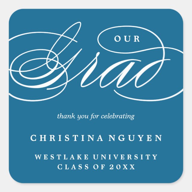 OUR ELEGANT SCRIPT GRAD | THANK YOU STICKER (Front)