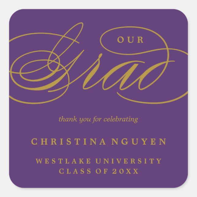 OUR ELEGANT SCRIPT GRAD | THANK YOU STICKER (Front)