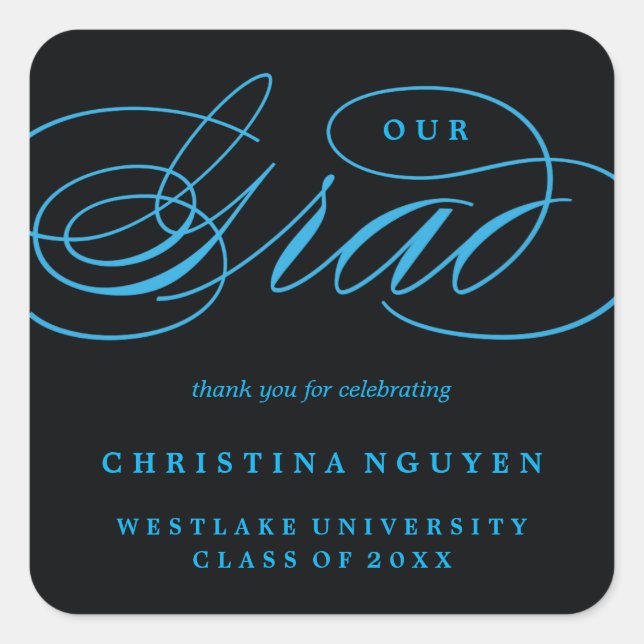 OUR ELEGANT SCRIPT GRAD | THANK YOU STICKER (Front)