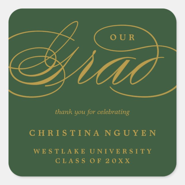 OUR ELEGANT SCRIPT GRAD | THANK YOU STICKER (Front)