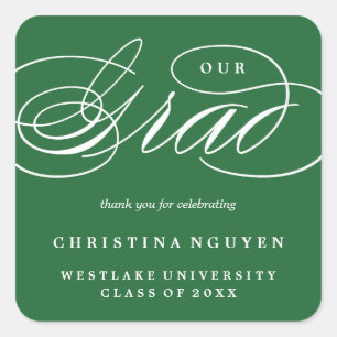 OUR ELEGANT SCRIPT GRAD   THANK YOU STICKER