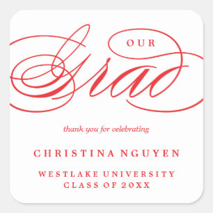 OUR ELEGANT SCRIPT GRAD   THANK YOU STICKER