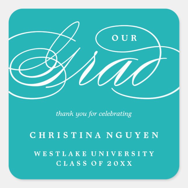 OUR ELEGANT SCRIPT GRAD | THANK YOU STICKER (Front)