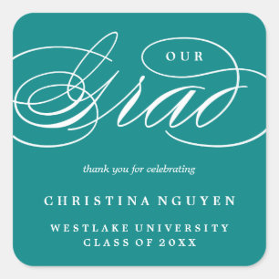 OUR ELEGANT SCRIPT GRAD   THANK YOU STICKER