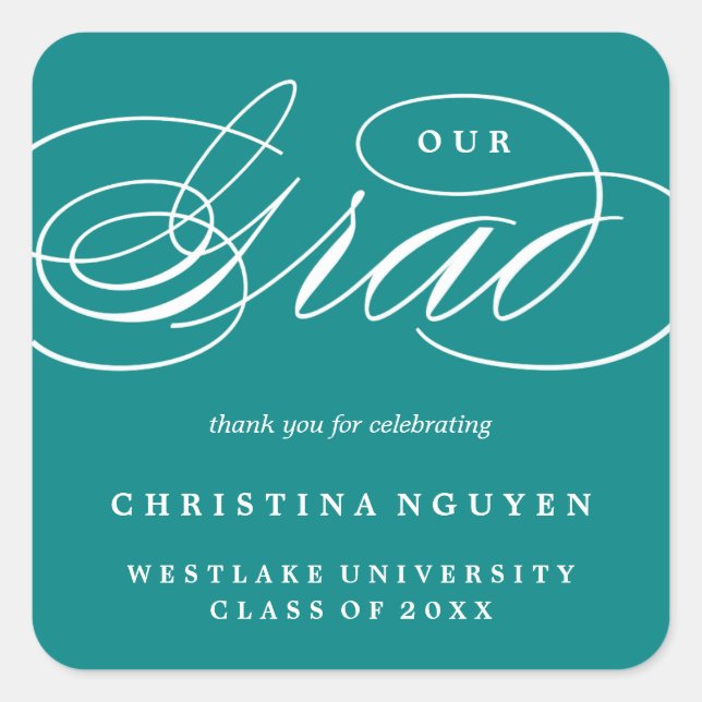 OUR ELEGANT SCRIPT GRAD | THANK YOU STICKER (Front)
