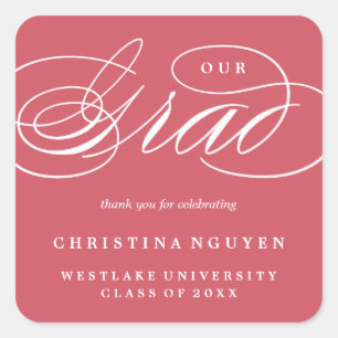 OUR ELEGANT SCRIPT GRAD   THANK YOU STICKER