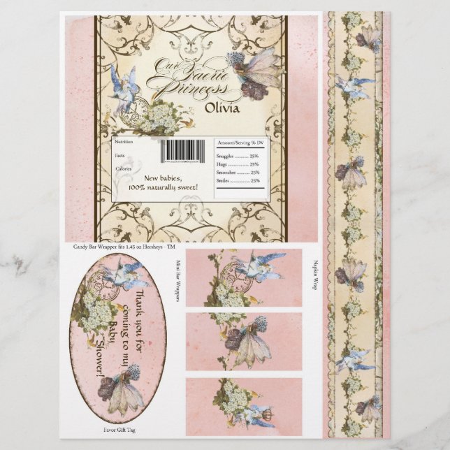 Our Faerie Princess, Baby Shower Candy Wrappers (Front)