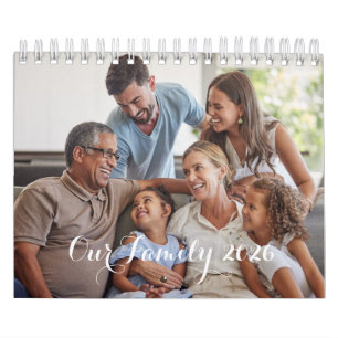 Our Family 2026 Elegant Script Photo Design Calendar