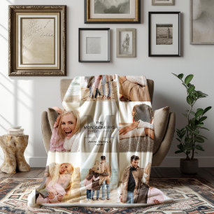 Our Family 7 Photo with Name Fleece Blanket
