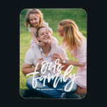 Our Family Hand Lettered Script Customisable Magnet<br><div class="desc">Display one of your family's special moment with customisable photo magnet. This photo magnet features white hand-lettered script "our family". Personalise by adding your photo and text. This will be perfect as a graduation gift.</div>