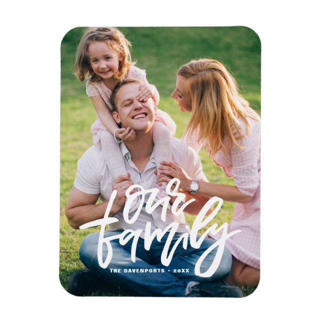 Our Family Hand Lettered Script Customisable Magnet (Vertical)