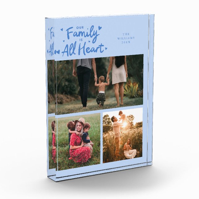 Our Family Is All Heart Icy Blue Photo Block (Left)