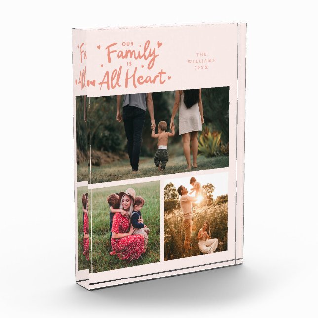 Our Family Is All Heart Peach Photo Block (Left)