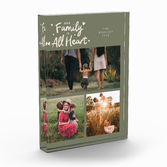 Our Family Is All Heart Sage Green Photo Block (Left)
