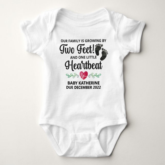 Our Family is Growing by Two Feet  Baby Bodysuit (Front)