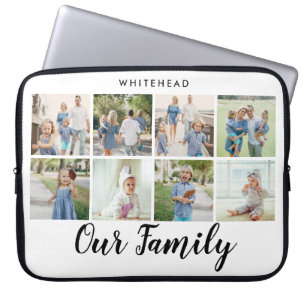 Our Family Modern 8 Photo Collage Laptop Sleeve