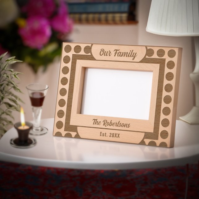 Our Family Modern Circle Square Wooden Picture  Etched Frames (Our Family Modern Circle Square Wooden Picture Etched Frames great for your home or give as a gift. )