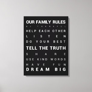 Our Family Rules - 18" x 24" Canvas Print