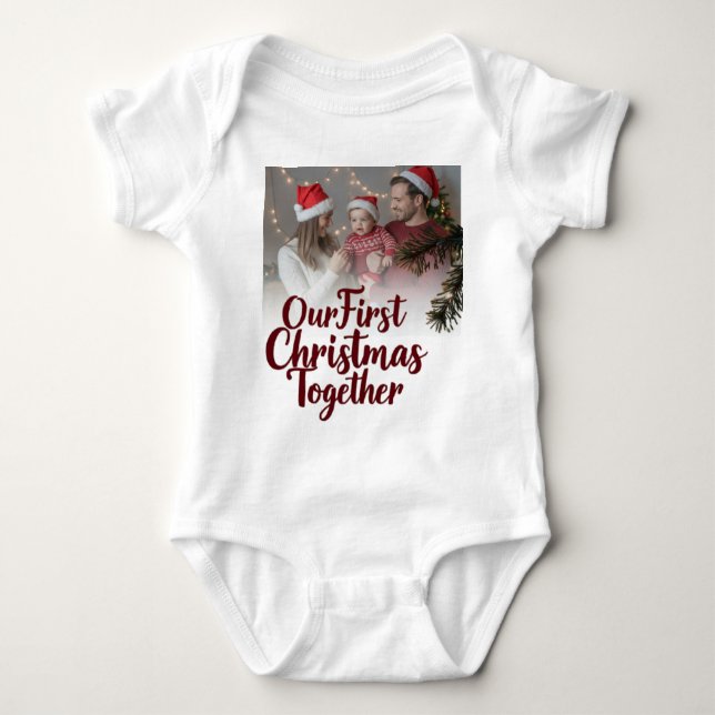 Our Family’s First Christmas Together  Baby Bodysuit (Front)
