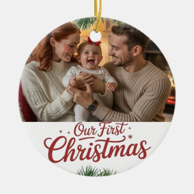 Our Family’s First Christmas Together  Ceramic Ornament (Front)