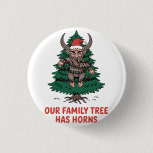 Our Family Tree Has Horns Funny Krampus Spooky 3 Cm Round Badge