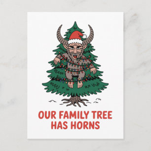 Our Family Tree Has Horns Funny Krampus Spooky Holiday Postcard
